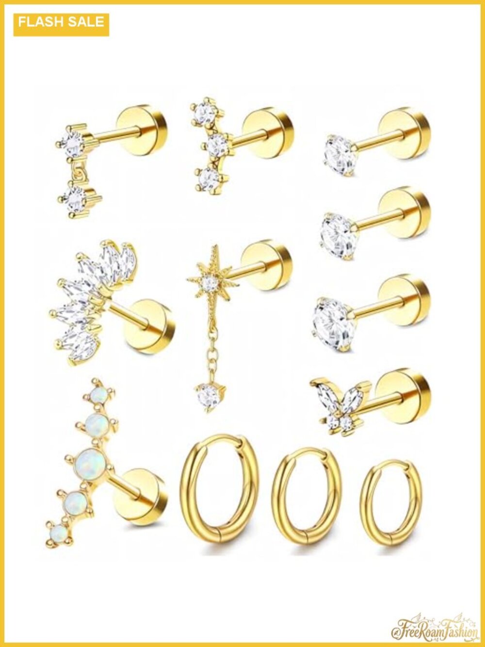 20G Cartilage Piercing Set Flat Back Studs Hoop Earrings Hypoallergenic
